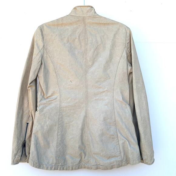 Vintage Y2K Jakett New York Cream Leather Jacket Medium Beige Moto Button Up - Picture 5 of 10